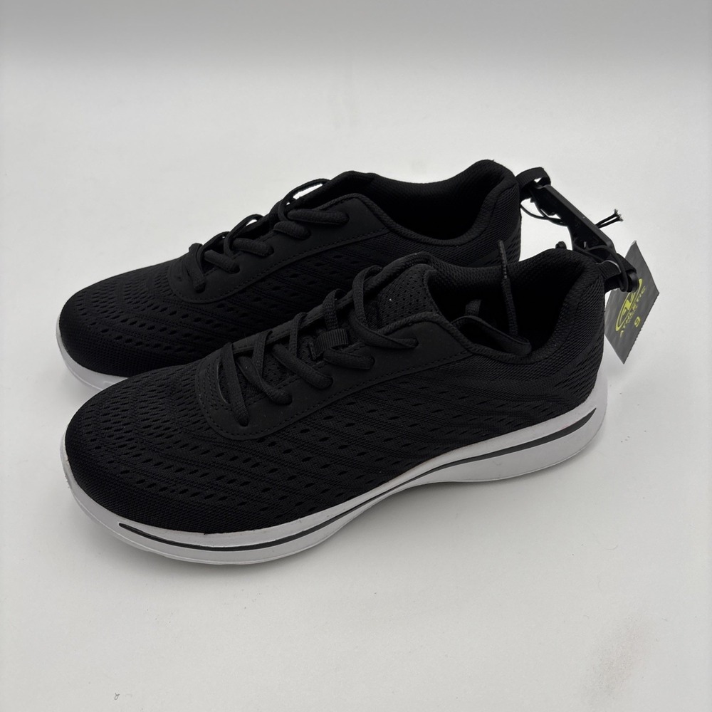 Athletic Works Women's 9 Comfort Arch‎ Support Memory Lace Up Sneaker Black NWT